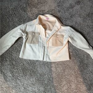 Cream and Tan Corduroy Cropped Jacket
